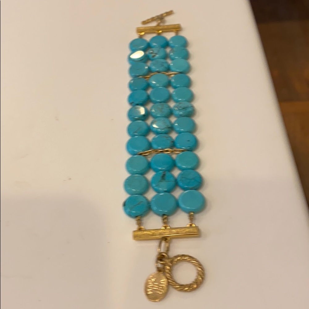 Susan Shaw triple strand turquoise bracelet
